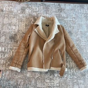 Missguided faux fur lined aviator jacket